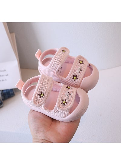 Buy Summer Sandals for Toddlers with Solid Sole and Dual VelcroPink Pink in UAE