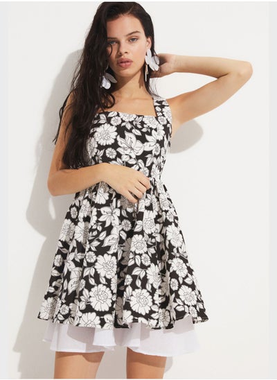 Buy Floral Square Neck Knitted Dress in UAE