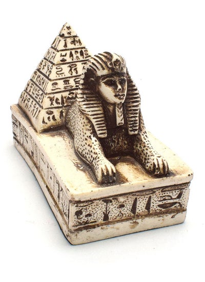 Buy immatgar pharaonic Decorative Egyptian Sphinx with pyramid Statue ancient Egyptian souvenirs gifts from Egypt Collectible Pharaohs (with pyramid - off white - 10 CM Long) in Egypt