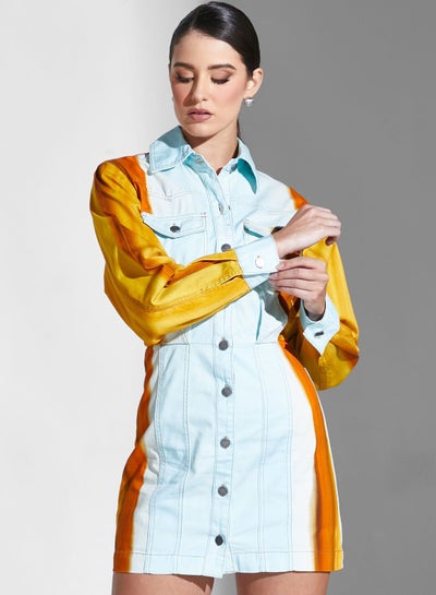 Buy Colorblock Pocket Detail Dress in UAE