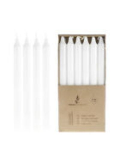 Buy Mega Candles Unscented 10 Taper Candles White Set of 24 in UAE