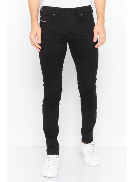 Buy Men Sleenker Skinny Fit Plain Stretchable Jeans, Black in UAE