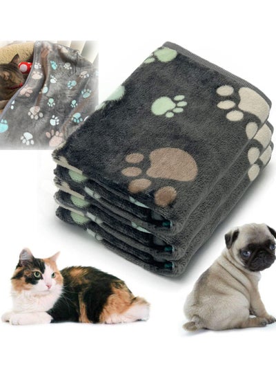 Buy Puppy Blankets Super Soft Warm Sleep Mat Grey Paw Print, 1 Pack Cute Blanket Fluffy Fleece Pet Blanket Flannel Throw Dog Blankets for Small Dogs Puppy Dogs Fluffy Cats, Medium (80 * 100CM) in Saudi Arabia