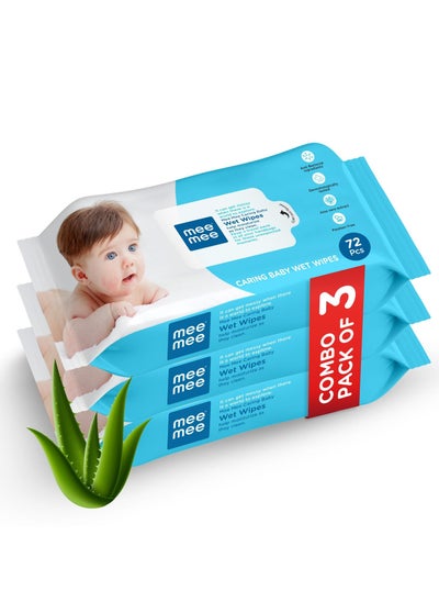 Buy Baby Gentle Wet Wipes with Aloe Vera extracts, 72 counts, Pack of 3 in UAE