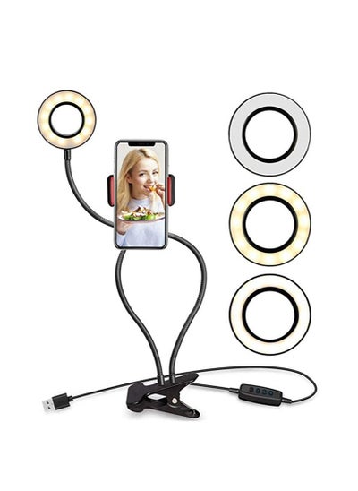 Buy Phone Holder With Selfie Ring Light Fill Flash Light Black Selfie Light Ring for Live Stream,YouTube Video,Makeup,Photography Lighting in UAE