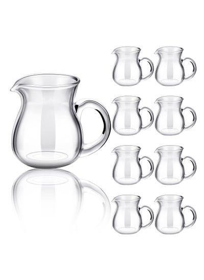 اشتري SYOSI, 4 Pcs Glass Creamer Cups, Small Pitcher Use for Milk Coffee, Mini Glass Pitcher with Handle, Classic Espresso Coffee Pot for Milk Coffee Tea Syrup في الامارات