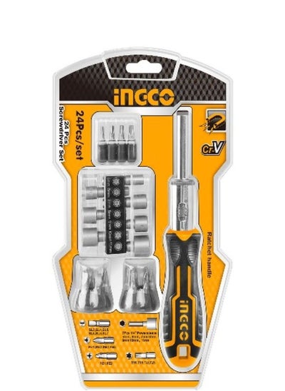 Buy INGCO 24 Piece CRV Professional Ratchet Screwdriver Set with CRV Screwdriver Bits in UAE