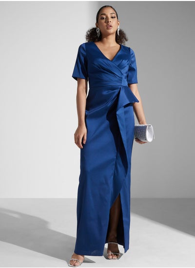 Buy Surplice Neck Ruffle Dress in UAE