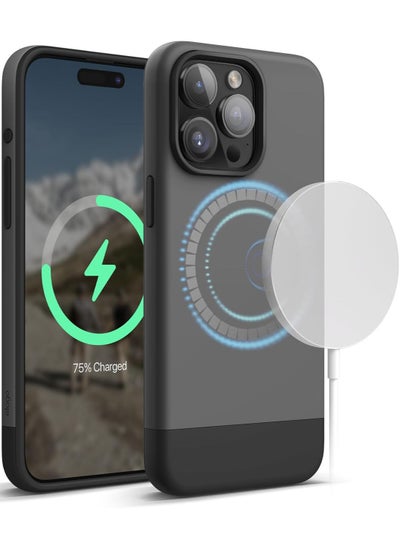 Buy Magnetic Glide for iPhone 15 Pro MAX with MagSafe Drop Protection Case Cover - Dark Gray Black in UAE