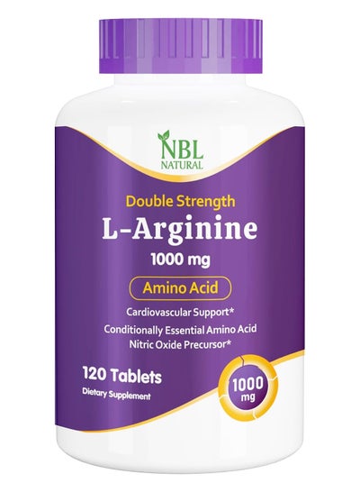 Buy NBL Natural, L-Arginine 1,000 mg, Nitric Oxide Precursor, Amino Acid, 120 Tablets in Saudi Arabia