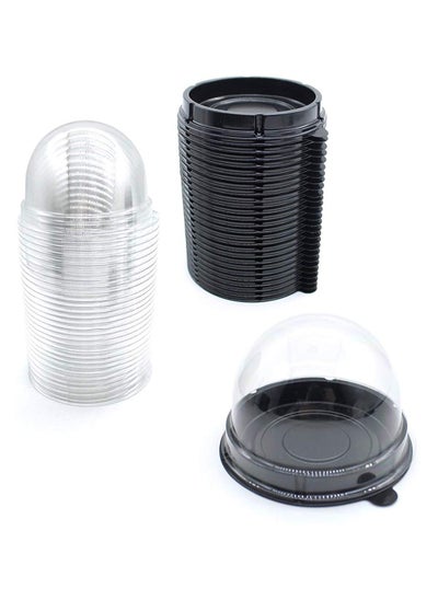 Buy Cake Box Cupcake Container 50 PCS Mooncake Boxes Clear Plastic Mini Muffin Pod Dome Muffin Single Cupcake Holders Individual Cupcake Containers Plastic Disposable (Black) in Saudi Arabia