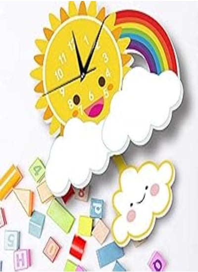 اشتري Cartoon lovely Home Decoration Accessories Wall Stickers 3D Sun Rainbow Wall Clock Background Decoration For Kids Rooms Home decor mm في مصر