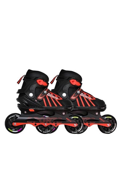 Buy Inline Adjustable Skates Large 39 EUR (UK 5.5) - 43 EUR (UK 9) for 12 Years and Above |  Aluminium Chassis and 100 mm  Three Wheels | Skating Shoes in UAE