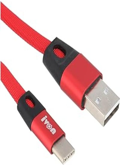 Buy Ivon kx2084 type-c usb cable for fast charging and data transfer, 1 m - red in Egypt