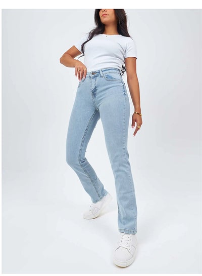 اشتري High Waist Light Blue Shade Slim Fit Jeans في مصر