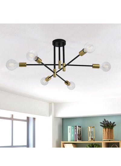 اشتري Mid Century Sputnik Chandelier Modern Ceiling Lighting 6 Lights Adjustable Industrial Mount Pendant Light Fixture For Kitchen Living Dining Bedroom Room Foyer في السعودية