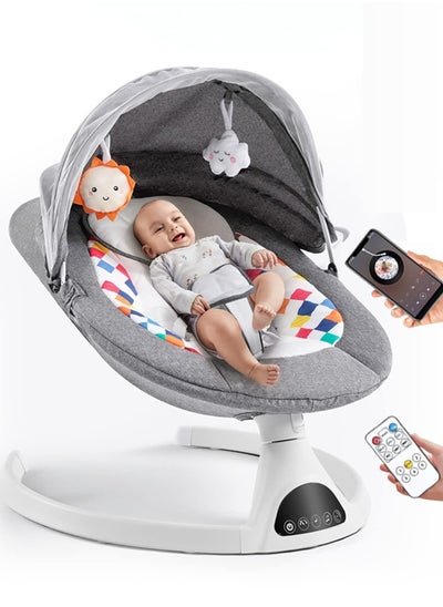 Buy Baby Rocker with 5 Sway Speeds, Remote Control Music and Bluetooth Multifunctional Soothing Vibrational Baby Resting in Saudi Arabia