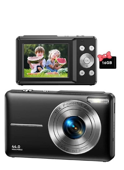 اشتري Digital Camera for Children with 16x Zoom 44MP for Photography and 1080P for Video Recording (Black) في الامارات