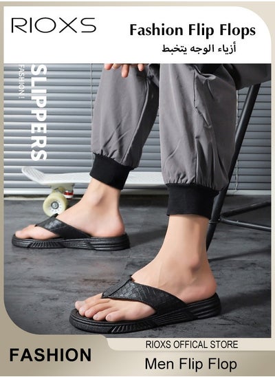 Buy Men's Fashion Flip Flops Lightweight Anti-slip Shower Slippers Comfort Flat Sandal For Indoor Or Outdoor Use in Saudi Arabia