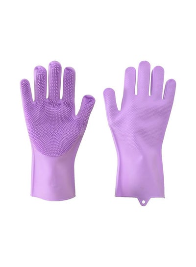 Buy Silicone Gloves With Magic Brush For Multi-Use Cleaning (Purple) in Egypt