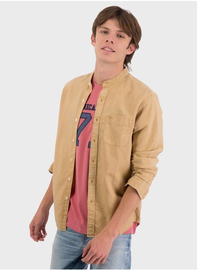 Buy Band Collar Regular Fit Shirt in Saudi Arabia