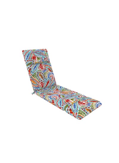 Buy Water Repellent and UV Resistant Polyester Chaise Lounge Cushion Multicolour 7.5 x 59.5 x 197 cm in Saudi Arabia