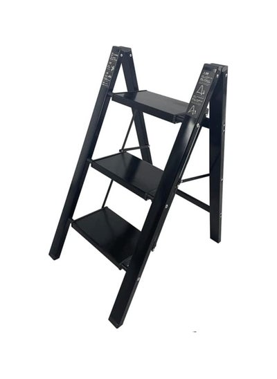 اشتري سلم VIO Step Ladder، مقعد محمول قابل للطي، سلالم بدواسة واسعة مضادة للانزلاق للمطبخ والمنزل والمكتب والمرآب واستخدام توفير المساحة (سلم 3 خطوات أسود) في الامارات