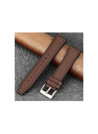 اشتري 22mm Silicone Leather Replacement Strap Watchband For Huawei GT 46mm - Brown Silver Buckle في مصر