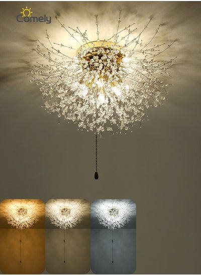 Buy Crystal Ceiling Light Fixture, Modern Firework Chandeliers, Led Dimmable Ceiling Lamp (Bulb Included, Gold) in Saudi Arabia