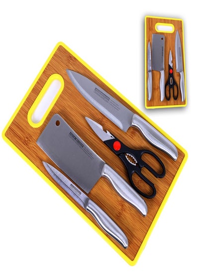 Buy Knife Set with Cutting Board Blades with High Stainless Steel Kitchen Knives Sets for chopping slicing in UAE