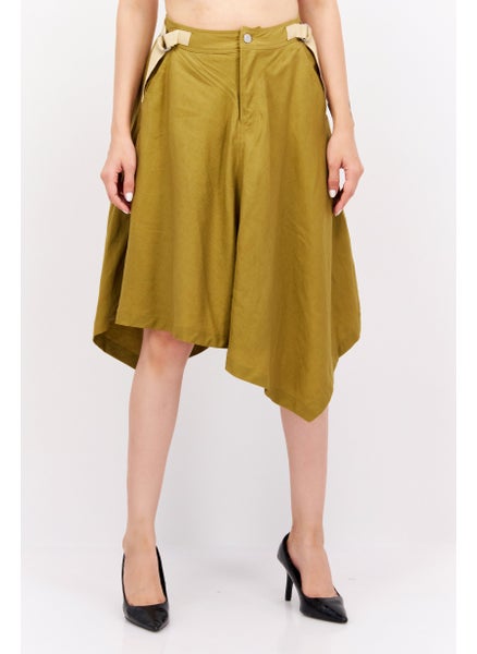 اشتري Women Solid Midi Skirts, Olive في الامارات