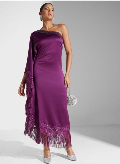 Buy Lace Patched Fringe Dress in Saudi Arabia