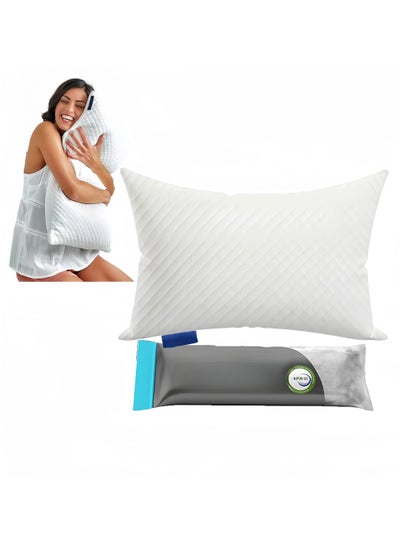 Buy Premium Pillow for Sleeping - Shredded Memory Foam Fill [Adjustable Loft] Washable Cover from Bamboo Derived Rayon - for Side, Back, Stomach Sleepers (Pack of 1) in Saudi Arabia