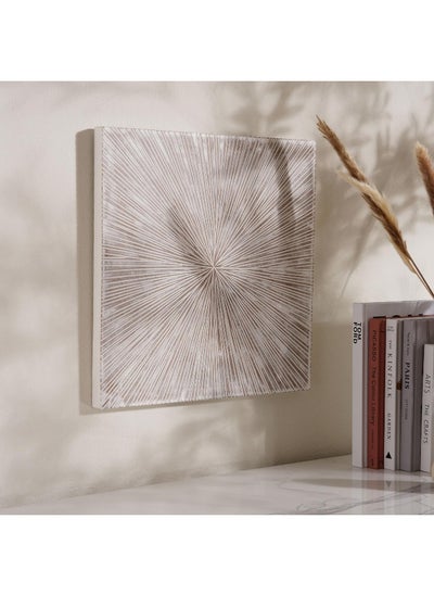 Buy Setia Starburst Design Wood Wall Art 45X2.5X45Cm- White Wash in UAE