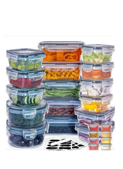 Buy MahMir® Airtight Meal Prep Container Set with Locking Lids, 24pcs Re-usable Plastic Food Storage Containers, Stackable Kitchen Organizer Boxes, BPA Free & Microwave Freezer Dishwasher Safe (24pcs Set) in UAE