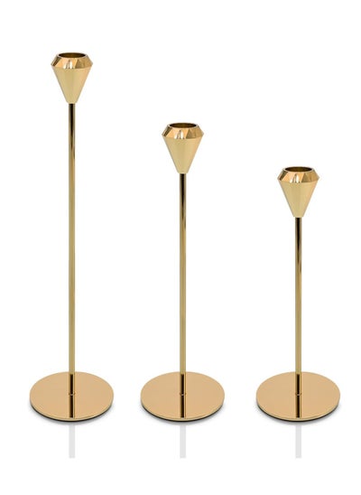 اشتري 3-Piece Candle Holder Set for Candles (Gold) في مصر