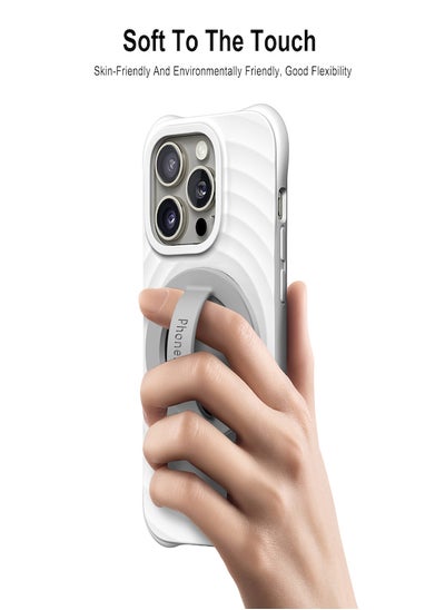 Buy A protective grip for the iPhone with magnet technology to facilitate movement and use It works with MagSafe Natural Titanium in Saudi Arabia