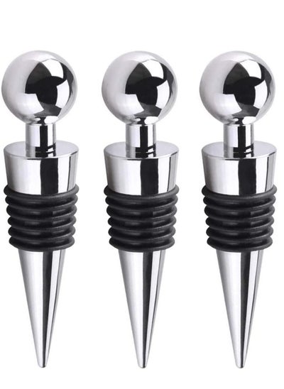 اشتري Bottle Stopper, 3pcs Metal Leak Proof Wine Stoppers Reusable Wine Corks Bottle Stopper for Gifts Bar Holiday Party Wedding, 9cm*2.1cm في الامارات