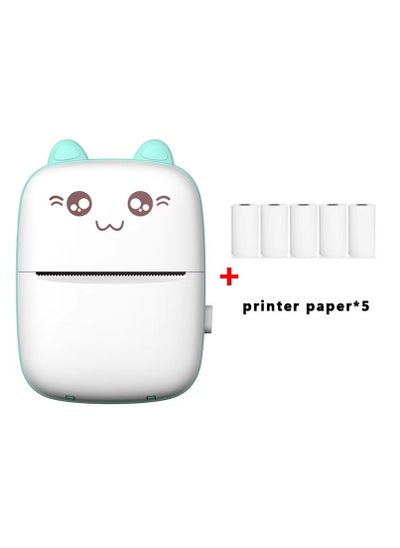 Buy Mini Portable Thermal Printer with 5 Roll PaperBlue/White in UAE