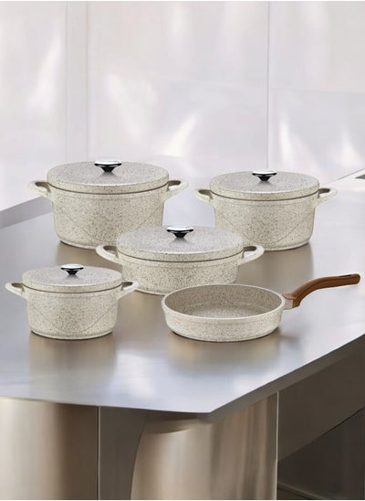 Buy GRANITE COOKWARE 9PCS SET -MADE IN TURKEY -BEIGE COLOR in UAE