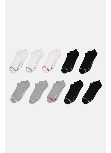 Buy Men 10 Pairs Of Low Cut Socks, White/Grey/Black in UAE