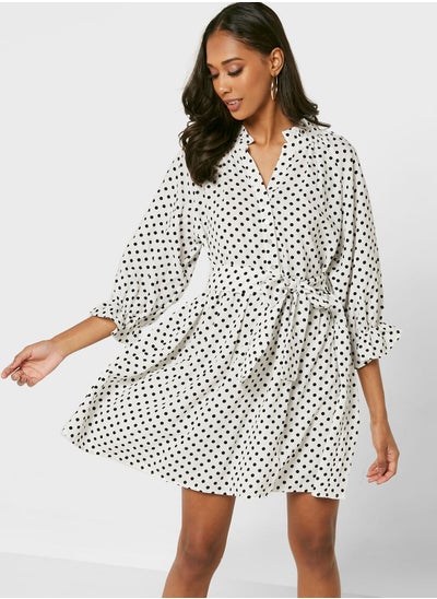 Buy Polka Dot Ruffle Detail Dress in Saudi Arabia