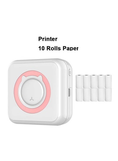 اشتري Portable Mini Pocket Printer BT Thermal Printer with Thermal Printing Paper USB Cable for Note Photo Web Document Printing في الامارات
