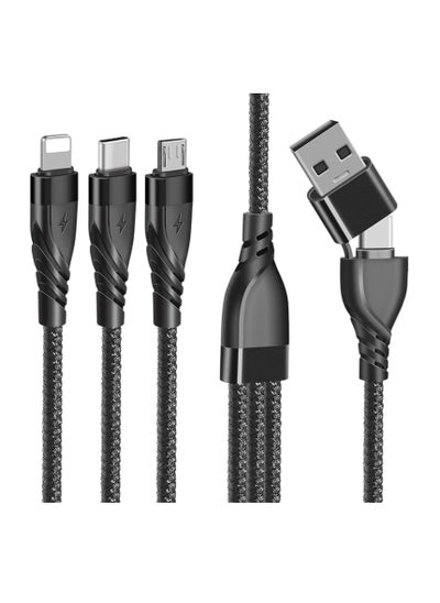 Buy Multi Charger Cable, 1.2M Nylon Braided 5 in 1 Multi USB A/C Fast Charging Cable, with Micro USB Type C Multi Charger Connector, for Apple, Android Galaxy, Huawei, Sony, Kindle LG in Saudi Arabia