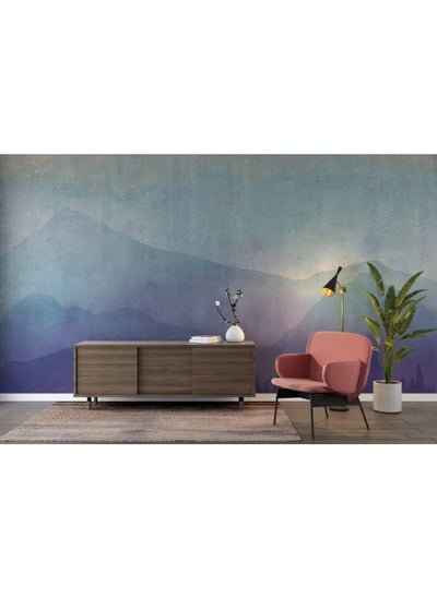 Buy Abstract Blue Mountains Fabric Wallpaper Covers An Area ​​Up To 4.2Mx3M With Adhesive And Smoothing Tool in Egypt