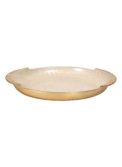 Buy Rabiya Round Large Tray, Gold - 40 cm in UAE