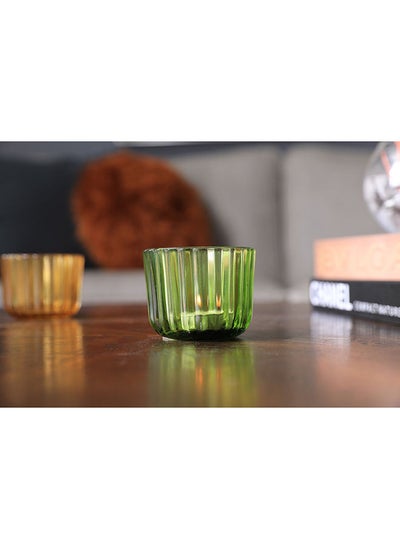 اشتري Marrakech Glass T Light Holder D8x6Cm Green في الامارات