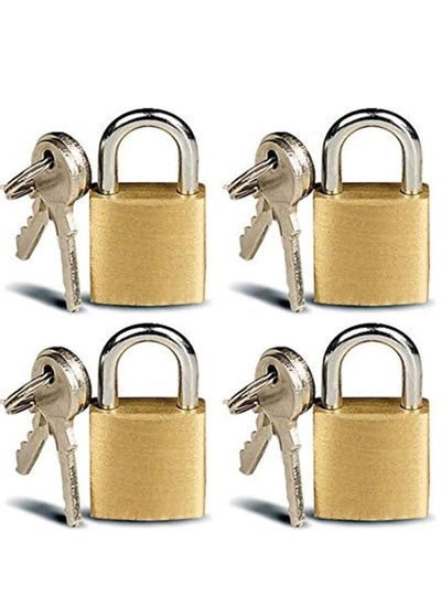 Buy Set 4 of Mini Brass Padlocks for Luggage, Lockers, Solid Brass Keyed Alike Padlocks in UAE