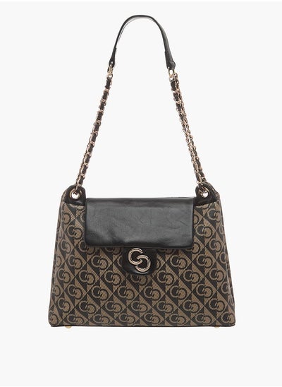 اشتري Monogram Print Tote Bag with Flap Closure في الامارات