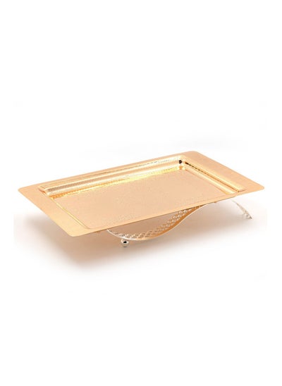 Buy rectangle metal tray gold colour 44 cm in Saudi Arabia